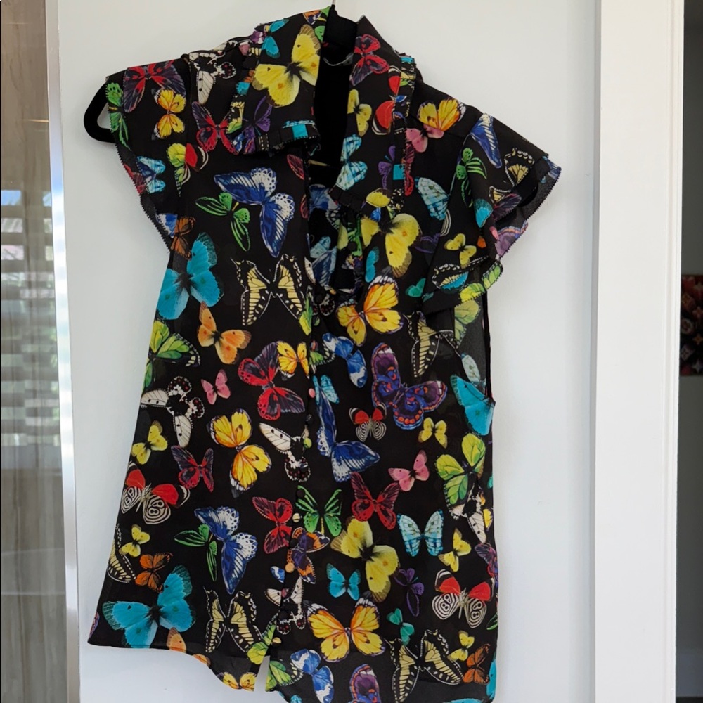 Alice + Olivia Multicolor Butterfly Top